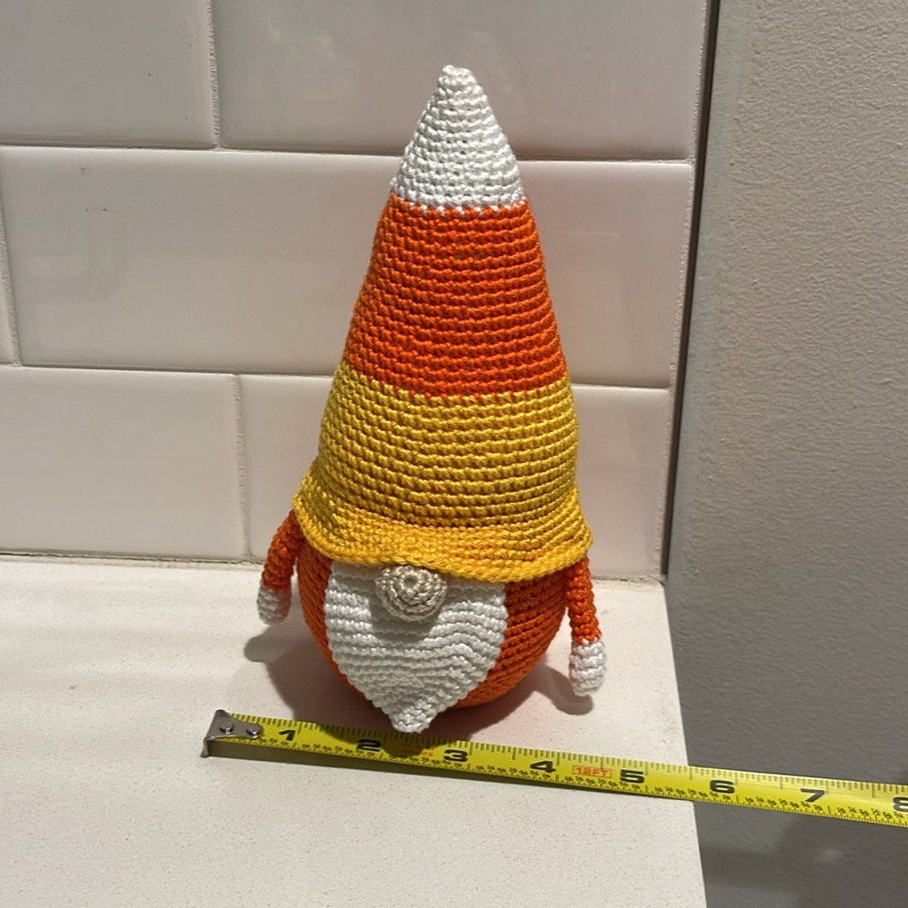 Handcrafted Candy Corn Gnome Holiday Halloween Fall Decor Amigurui Crochet - Picture 9 of 10